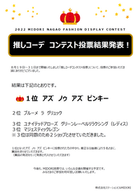 AUTUMN ファッション  ディスプレイ  コンテスト 投票結果発表！！