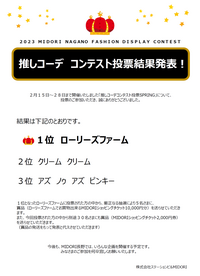 推しコーデSPRING コンテスト投票結果のお知らせ