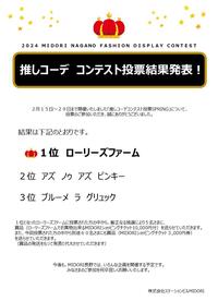 2024　SPRING　推しコーデコンテスト投票結果のお知らせ